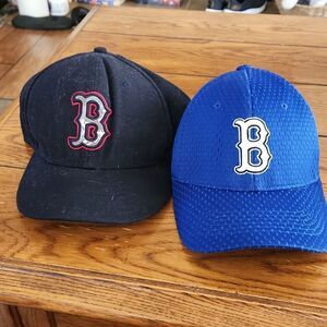 Set of hats,Boston Red Sox camo lettering New Era and blue cap by prepgear.
